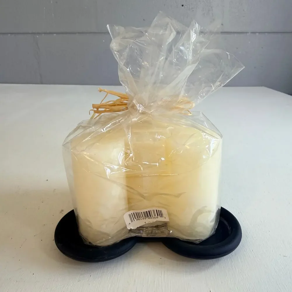 Vintage Disney Mickey Mouse Clover Candle with Tray 3x3 Pillar Candle Gift Set